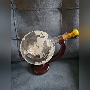 Glass Globe Decanter with Gold Stopper